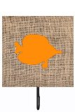 Tang Fish Burlap And Orange Leash Or Key Holder