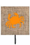 Crab Burlap And Orange Leash Or Key Holder