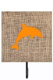Dolphin Burlap And Orange Leash Or Key Holder