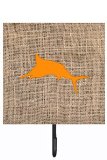 Marlin Burlap Fish And Orange Leash Or Key Holder