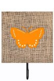 Butterfly Burlap And Orange Leash Or Key Holder