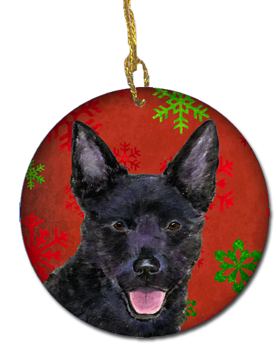 Australian Kelpie Red Snowflakes Holiday Christmas Ceramic Ornament