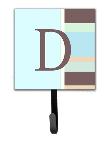 CJ1003-DSH4 Letter D Initial Monogram - Blue Stripes Leash Holder Or Key Hook