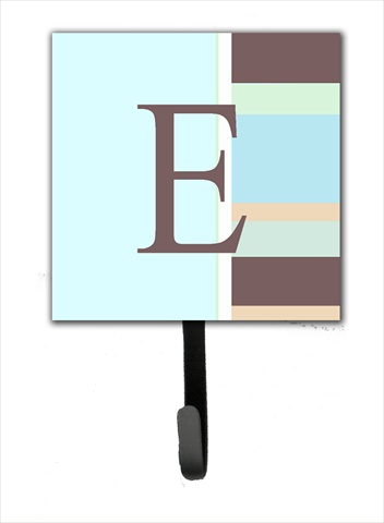 CJ1003-ESH4 Letter E Initial Monogram - Blue Stripes Leash Holder Or Key Hook