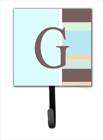 CJ1003-GSH4 Letter G Initial Monogram - Blue Stripes Leash Holder Or Key Hook