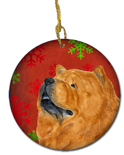 Chow Chow Red Snowflakes Holiday Christmas Ceramic Ornament