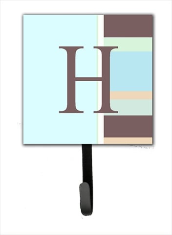 CJ1003-HSH4 Letter H Initial Monogram - Blue Stripes Leash Holder Or Key Hook