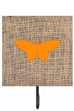 Butterfly Burlap And Orange Leash Or Key Holder