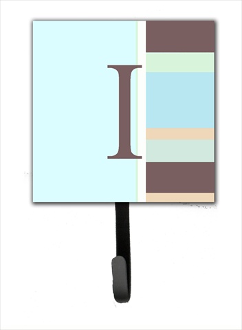CJ1003-ISH4 Letter I Initial Monogram - Blue Stripes Leash Holder Or Key Hook