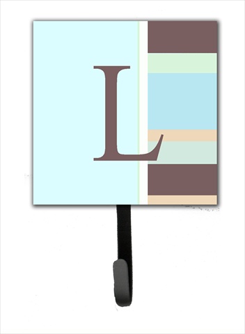 CJ1003-LSH4 Letter L Initial Monogram - Blue Stripes Leash Holder Or Key Hook