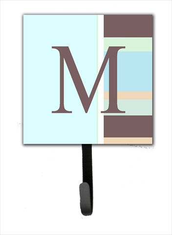 Letter M Initial Monogram - Blue Stripes Leash Holder Or Key Hook