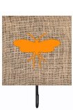 Moth Burlap And Orange Leash Or Key Holder