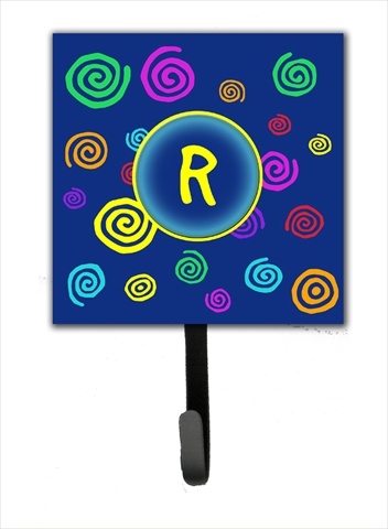 Letter R Initial Monogram - Blue Swirls Leash Holder Or Key Hook