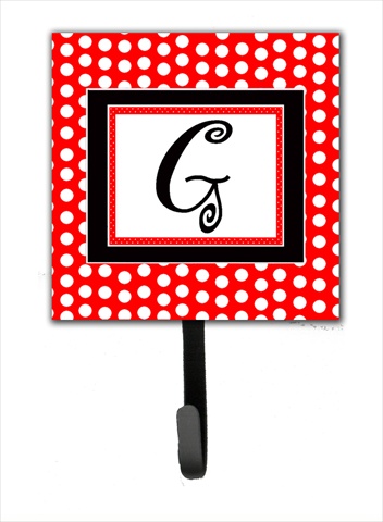 CJ1012-GSH4 Letter G Initial Monogram - Red Black Polka Dots Leash Holder Or Key Hook