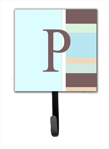 CJ1003-PSH4 Letter P Initial Monogram - Blue Stripes Leash Holder Or Key Hook