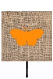BB1049-BL-OR-SH4 Butterfly Burlap And Orange Leash Or Key Holder