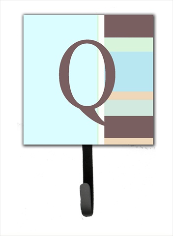 CJ1003-QSH4 Letter Q Initial Monogram - Blue Stripes Leash Holder Or Key Hook