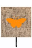 Butterfly Burlap And Orange Leash Or Key Holder