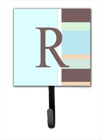 CJ1003-RSH4 Letter R Initial Monogram - Blue Stripes Leash Holder Or Key Hook