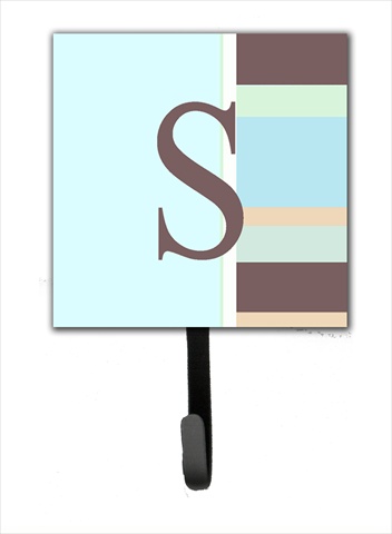 CJ1003-SSH4 Letter S Initial Monogram - Blue Stripes Leash Holder Or Key Hook