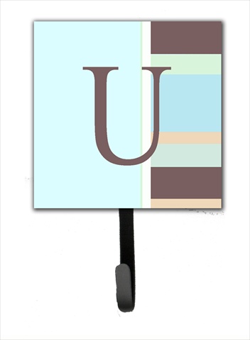 CJ1003-USH4 Letter U Initial Monogram - Blue Stripes Leash Holder Or Key Hook