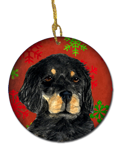 Gordon Setter Red Snowflakes Holiday Christmas Ceramic Ornament