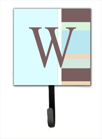 CJ1003-WSH4 Letter W Initial Monogram - Blue Stripes Leash Holder Or Key Hook