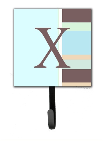CJ1003-XSH4 Letter X Initial Monogram - Blue Stripes Leash Holder Or Key Hook