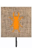 Beetle Burlap And Orange Leash Or Key Holder