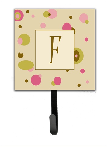 CJ1004-FSH4 Letter F Initial Monogram - Tan Dots Leash Holder Or Key Hook