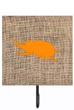 Beetle Burlap And Orange Leash Or Key Holder