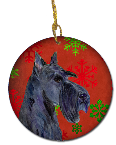 Scottish Terrier Red Snowflakes Holiday Christmas Ceramic Ornament