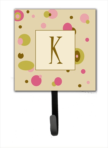 CJ1004-KSH4 Letter K Initial Monogram - Tan Dots Leash Holder Or Key Hook