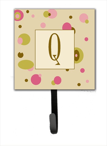 CJ1004-QSH4 Letter Q Initial Monogram - Tan Dots Leash Holder Or Key Hook
