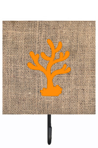 Coral Burlap And Orange Leash Or Key Holder - Orange