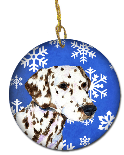 Dalmatian Winter Snowflakes Holiday Christmas Ceramic Ornament