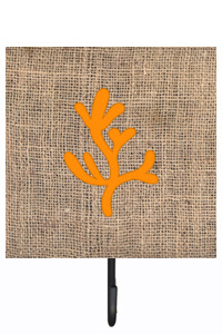 Coral Burlap And Orange Leash Or Key Holder