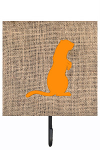 Meerkat Burlap And Orange Leash Or Key Holder
