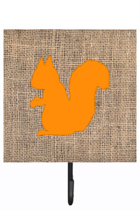 Squirrel Burlap And Orange Leash Or Key Holder