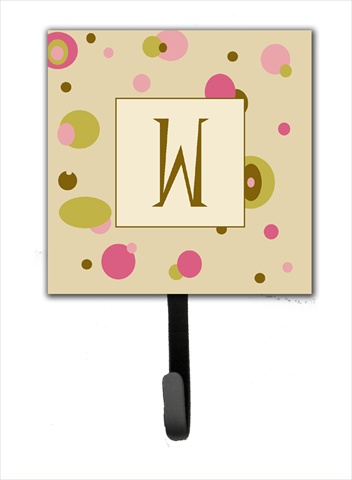 CJ1004-WSH4 Letter W Initial Monogram - Tan Dots Leash Holder Or Key Hook