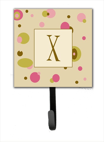 CJ1004-XSH4 Letter X Initial Monogram - Tan Dots Leash Holder Or Key Hook