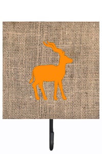 Deer Burlap And Orange Leash Or Key Holder