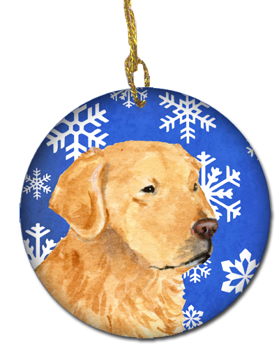 Golden Retriever Winter Snowflakes Holiday Christmas Ceramic Ornament