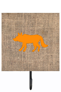 BB1123-BL-OR-SH4 Wolf Burlap And Orange Leash Or Key Holder