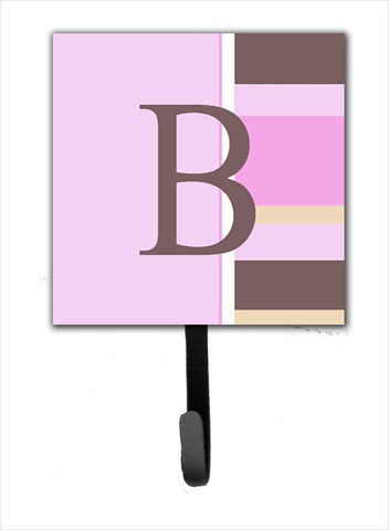 CJ1005-BSH4 Letter B Initial Monogram - Pink Stripes Leash Holder Or Key Hook