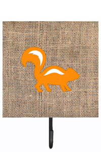 Skunk Burlap And Orange Leash Or Key Holder