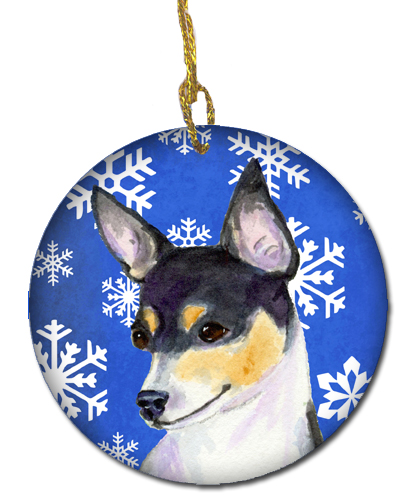 Chihuahua Winter Snowflakes Holiday Christmas Ceramic Ornament