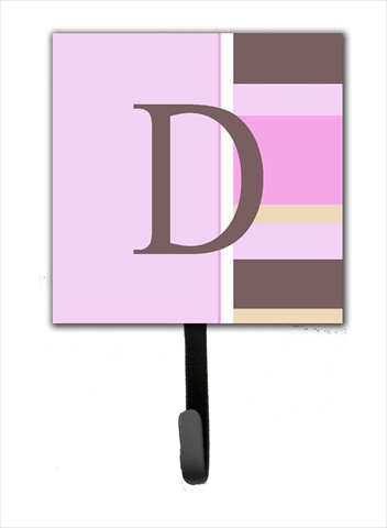 CJ1005-DSH4 Letter D Initial Monogram - Pink Stripes Leash Holder Or Key Hook