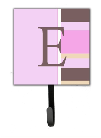CJ1005-ESH4 Letter E Initial Monogram - Pink Stripes Leash Holder Or Key Hook