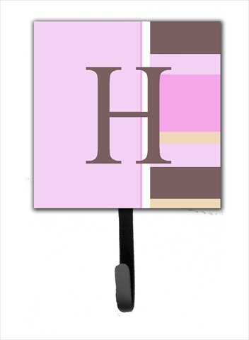 CJ1005-HSH4 Letter H Initial Monogram - Pink Stripes Leash Holder Or Key Hook